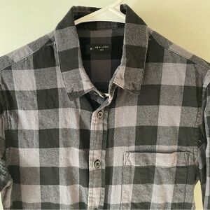 New Look Men's Charcoal and Light Gray Checkered Shirt